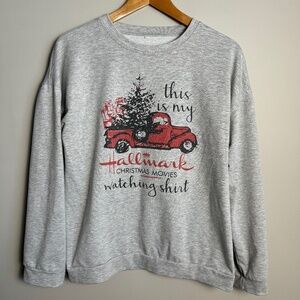 Women's Holiday Long Sleeve Hallmark Movie Watching Sweatshirt Long Sleeve
